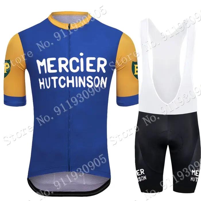 Mercier Pro Team Retro Imaging Jersey Set, Vêtements de cyclisme pour hommes, Chemises de vélo de route d'été, Cuissard à bretelles, Leesslot VTT, 2023