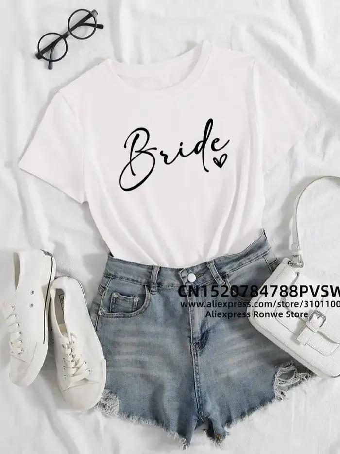 T-shirt de mariage pour femme, Evjf, Hen Party, style décontracté, polyester, couleurs variées, parfait pour les cérémonies et les événements spéciaux