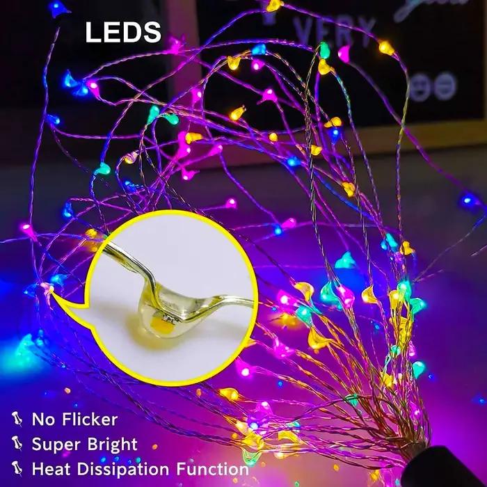 Feux d'artifice solaires étanches, 8 modes d'éclairage, forme de bricolage, extérieur, lumières de j