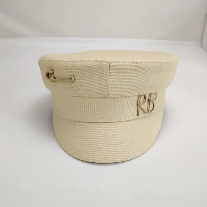 Casquettes gavroche en coton pour femmes, chapeau plat Militray, streetwear bleu marine, béret Lady