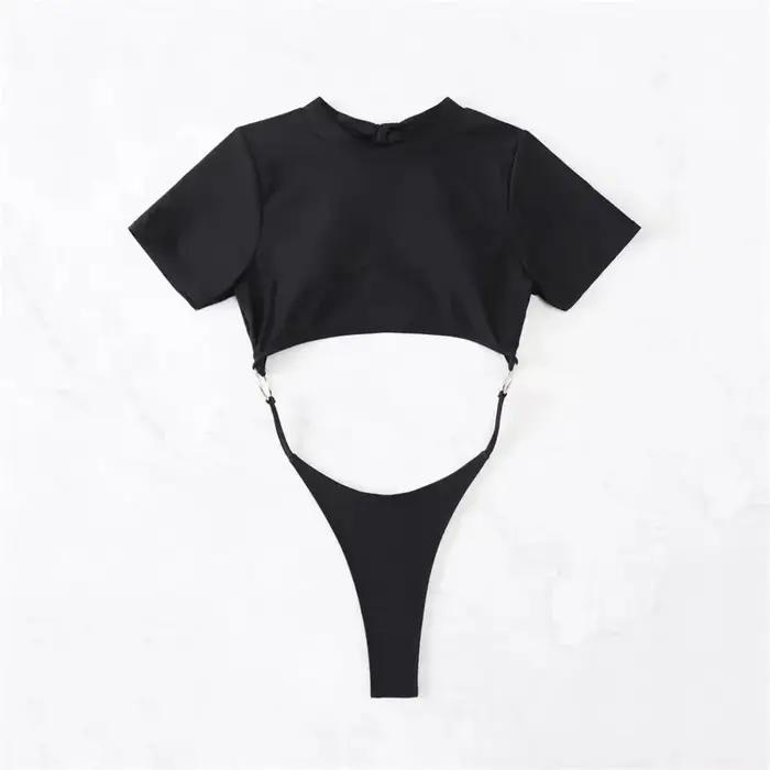 Maillot de bain micro string sexy pour femme, une pièce, 2026, monokini découpé, dos nu, bleu, pour