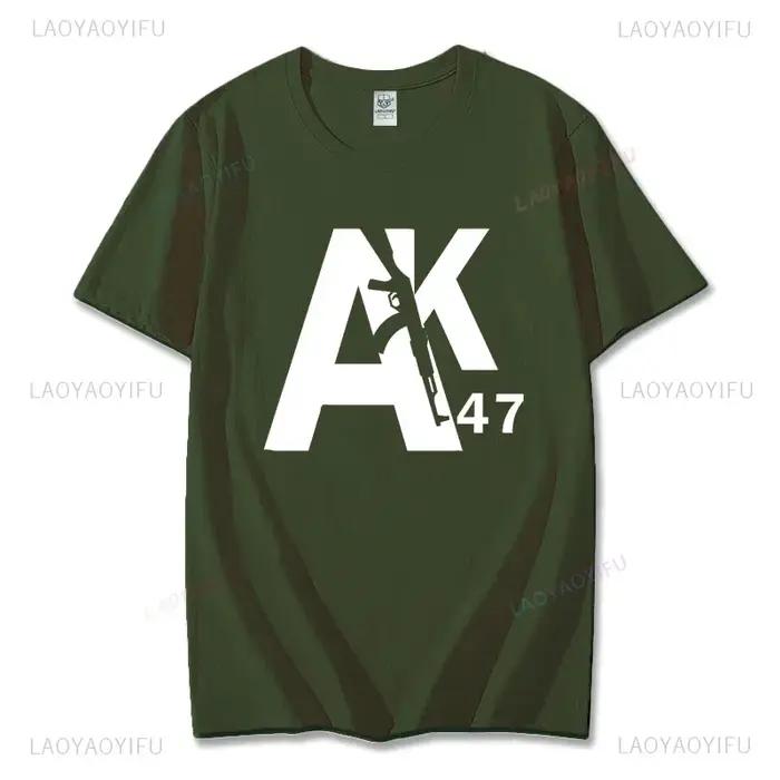 Unique russe Kalachnikov AK47 fusil d'assaut faits nutritionnels graphique t-shirts homme été coton à manches courtes col rond hommes t-shirt