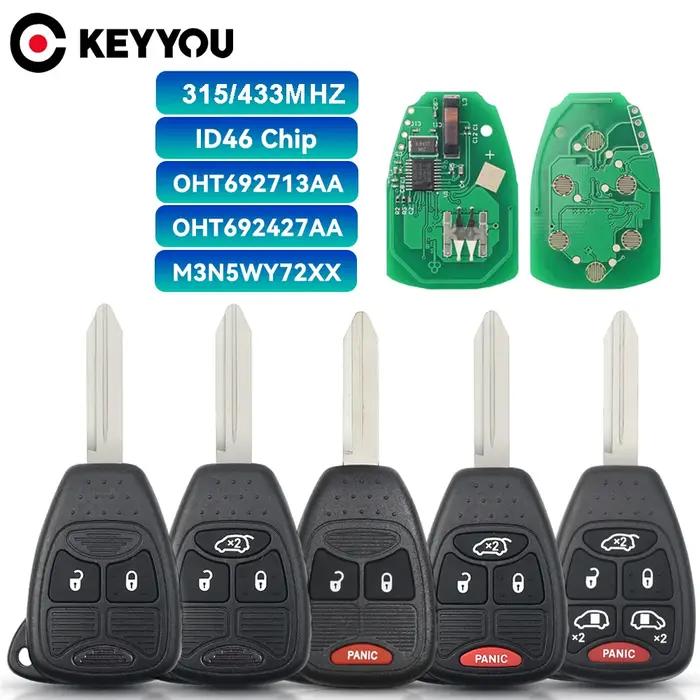 KEYYOU – clé télécommande de voiture à 2/3/4/5/6 boutons, 315/433MHz, M3N5WY72XX, pour Jeep Chrysler