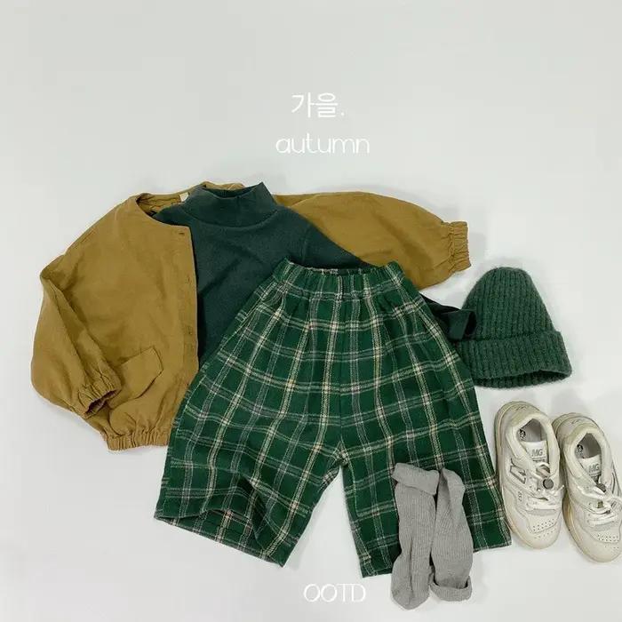 Pantalon à Carreaux pour Garçon, Tissu Tissé, Jambes Larges, Court, à la Mode, Printemps Automne