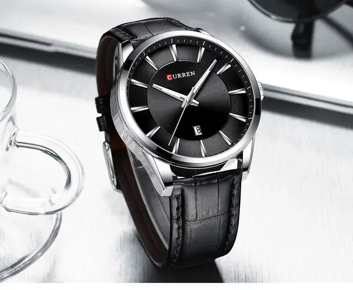Montre homme CURREN quartz cuir - Marque luxe affaires bracelet cuir reloj hombres horloge poignet