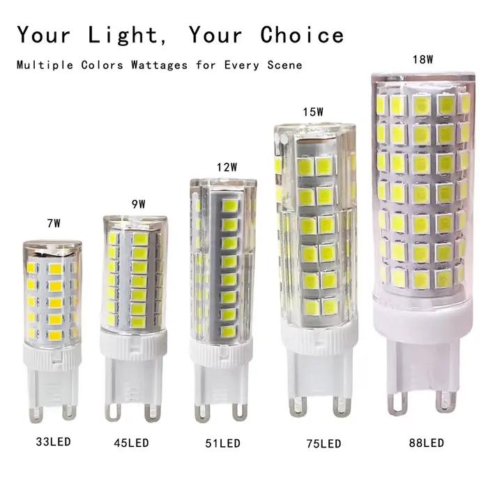 Ampoule LED G9 pour la maison, lampe halogène, lumière utile, remplacement, 7W, 9W, 12W, 15W, 18W, A