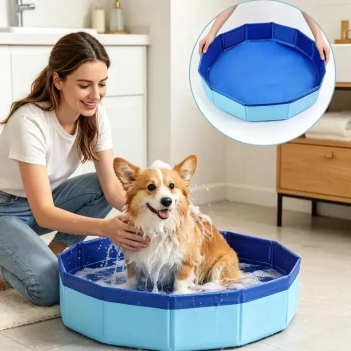 Baignoire pliable pour chien avec ensemble de brosses