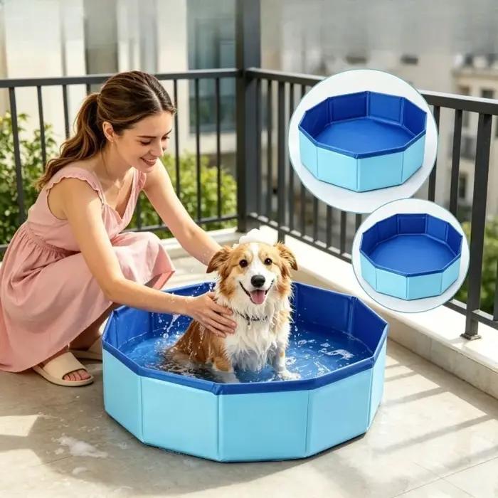 Baignoire pliable pour chien avec ensemble de brosses