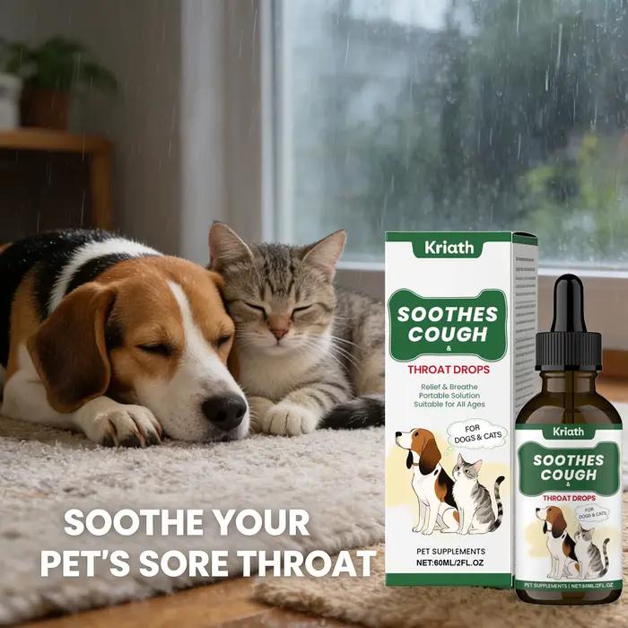 Liquide Nutritionnel Apaisant pour la Gorge aux Herbes pour Animaux de Compagnie – Soutien Respiratoire et Digestif – Compléments pour Chiens
