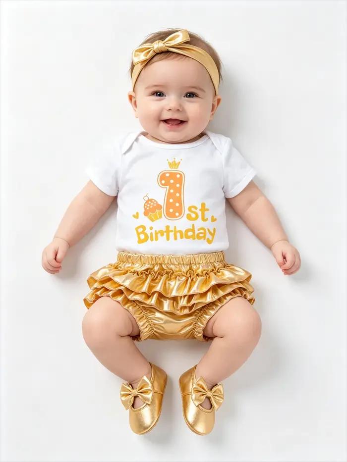 Vêtements pour nouveau-né, body pour nouveau-né, haut à manches courtes, vêtements d'anniversaire d'un an, barboteuse pour enfants filles