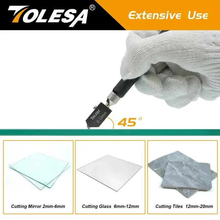 TOLESA Kits de coupe-verre 2 mm-20 mm, outil de coupe du verre avec alimentation et boîte à huile ao