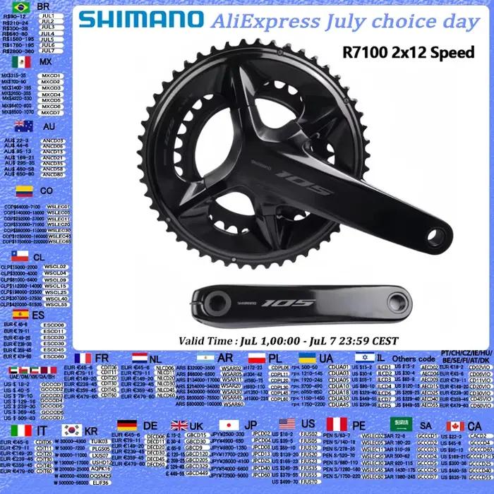 Shimano – pédalier R7100 2x12 vitesses 50-34T 12 s 105mm/165mm/170mm/172.5mm pour vélo de route