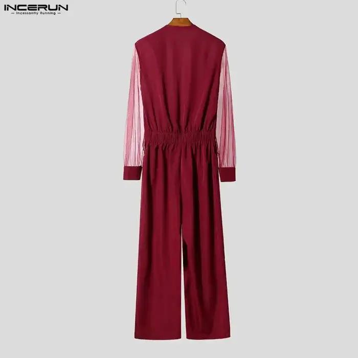 Combinaisons pour hommes INCERUN, style streetwear, à manches longues, col en V, transparentes, avec