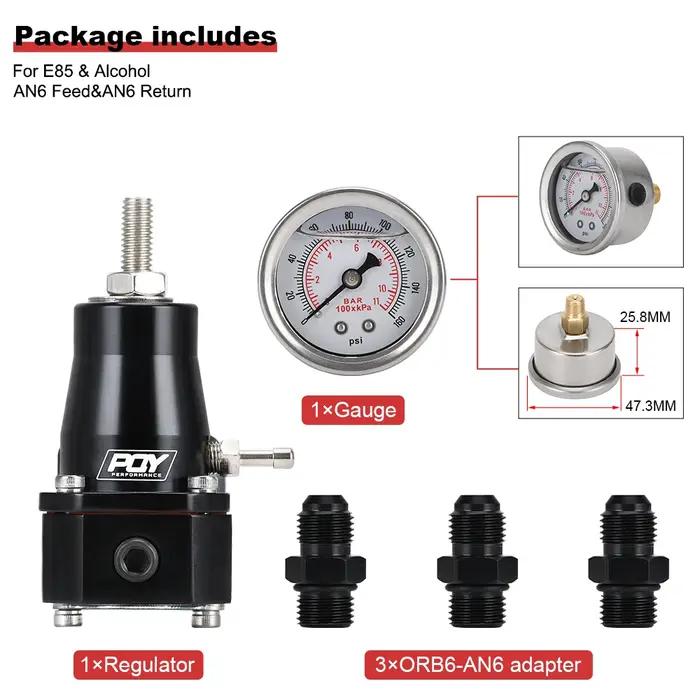PQY – régulateur de pression de carburant universel, avec jauge et raccord AN6, 30-70 PSI, PQY7845