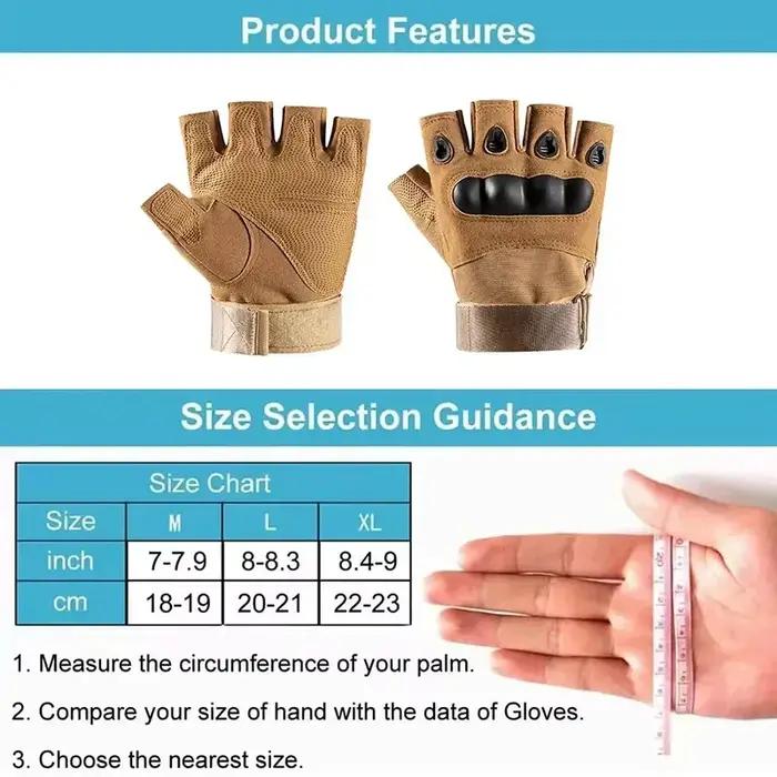 Gants tactiques mi-doigts pour chasse, tir sportif et paintball - Modèle militaire professionnel