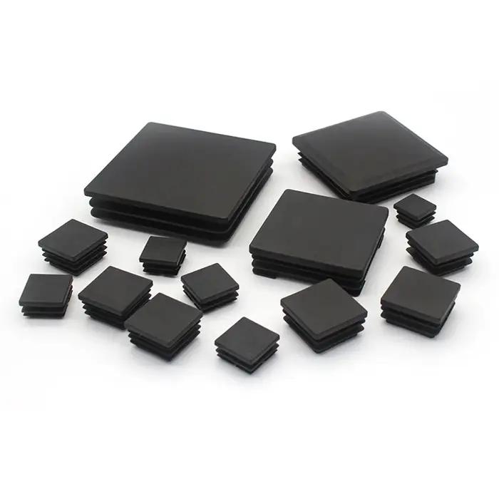 Embouts d'obturation carrés en plastique noir pour meubles, tube de jambe, inserts de tuyaux, boucho