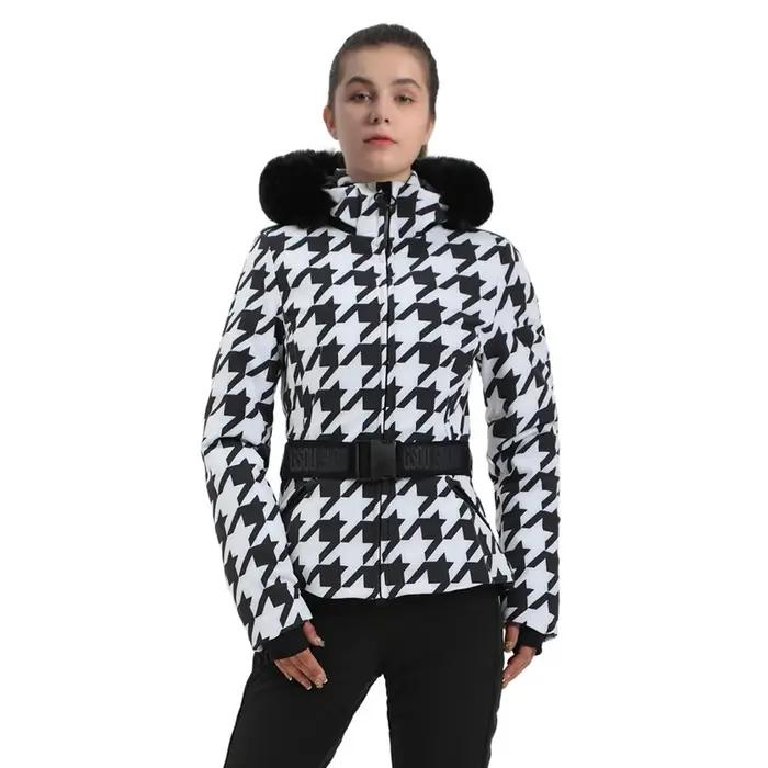Pardessus de ski à capuche coupe-vent pour femmes survêtement thermique veste de montagne vêtements de neige sports de plein air hiver 2025 modèle 506