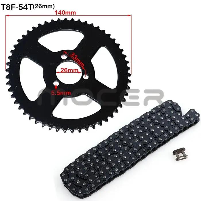 Oh à maillons pour mini moto, dents T8F, 54T, 26mm, 29mm, 35mm, 54mm, Pignon arrière T8F 136, 47cc,