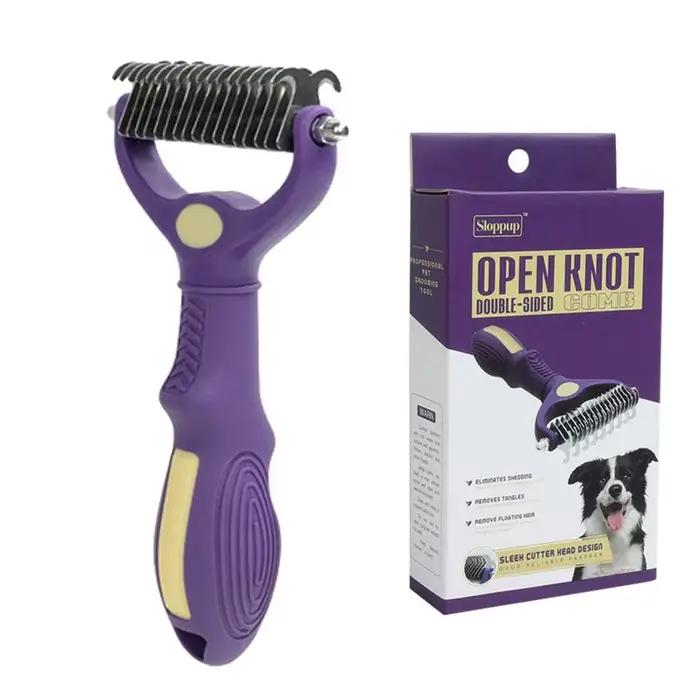 Brosse de toilettage double face pour animaux de compagnie, peigne anti-poils pour chats et chiens,