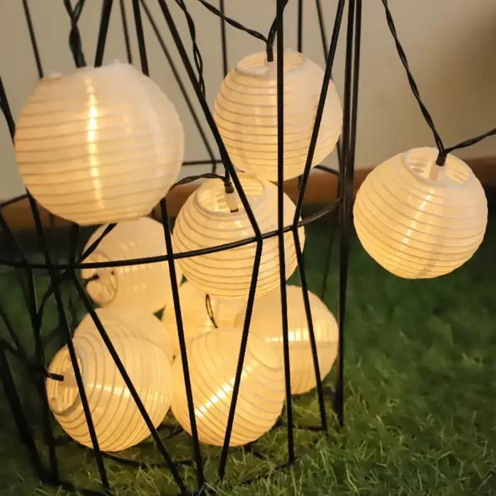 Guirlande de lanterne solaire blanche 5M10LED/8M20LED, avec 8 modes d'éclairage, adaptée à la décora