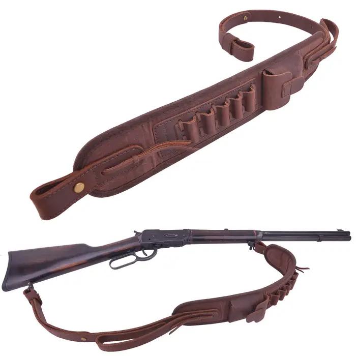 Sangle de transport en cuir pour fusil de chasse, écharpe de munitions, ceinture de odorréglable pou