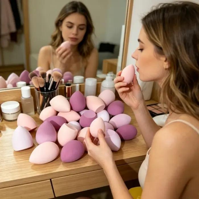 Éponge de Maquillage Caoutchouc Sans Latex Polyvalente Pour Toutes Les Peaux Occasions Spéciales Blanc Bleu Orange