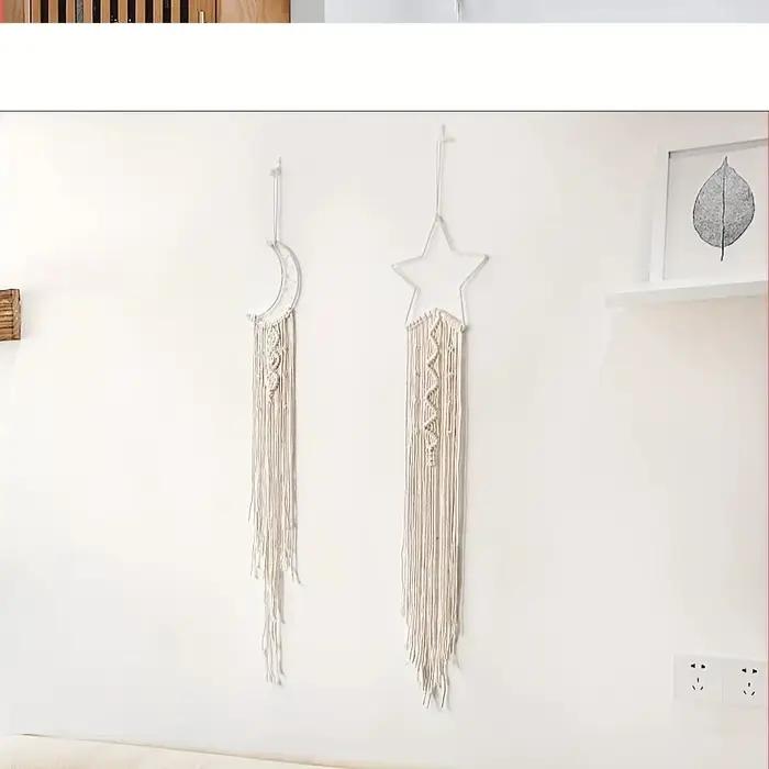 Pendentif tissé étoile et lune, décoration d'intérieur, pendentif de chambre à coucher, cadeau de va