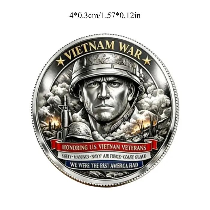 Pièce de collection plaquée argent commémorant la guerre du Vietnam style américain pour collectionneurs et décorateurs occassions spéciales et fêtes