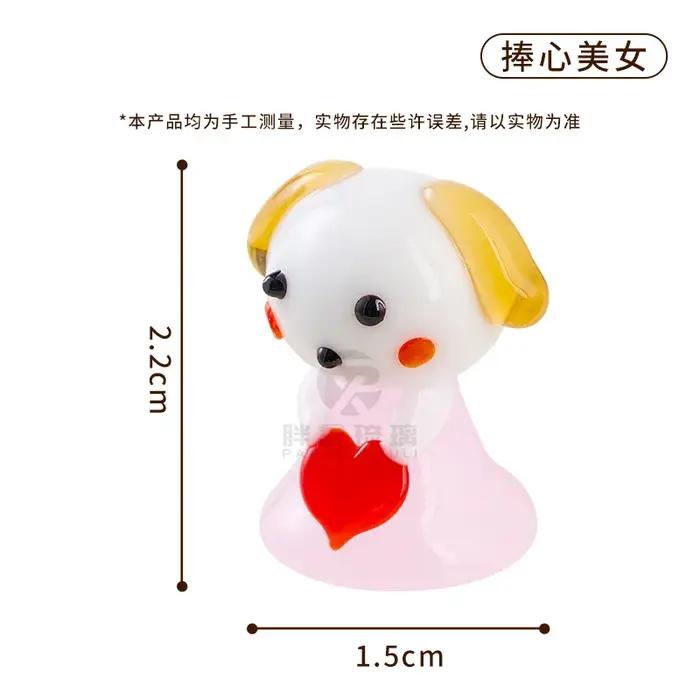 Figurine de chien miniature en verre Liuli faite à la main pour bureau et terrarium cadeau créatif unique pour amoureux des animaux et des beaux-arts