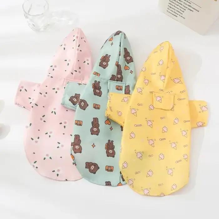 Manteau d'été imperméable pour chien en polyester imprimé tendance pour promenades pluvieuses et activités extérieures chiot bichon schnauzer welsh