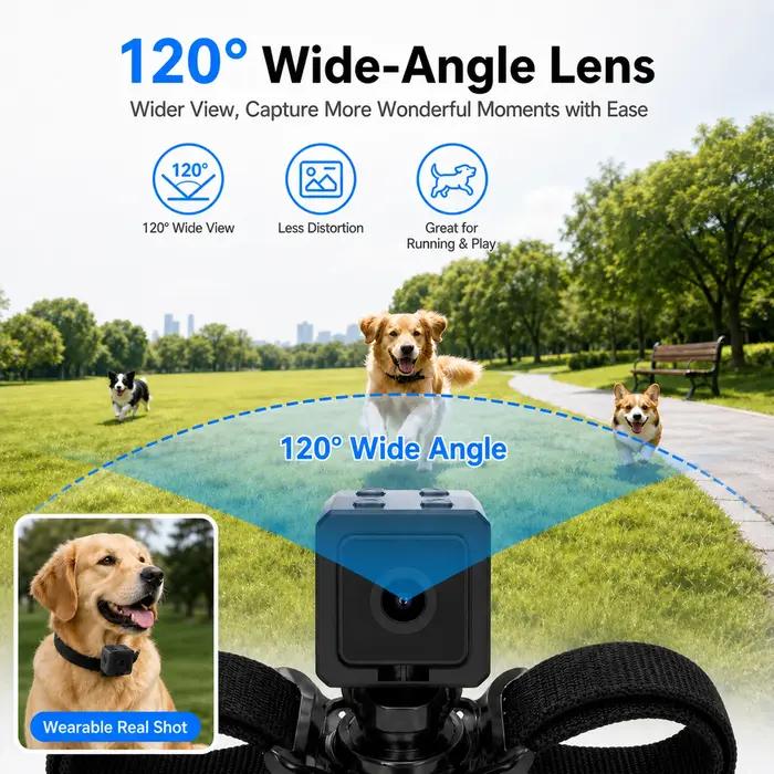 Collier caméra pour animaux de compagnie avec carte SD 64 Go