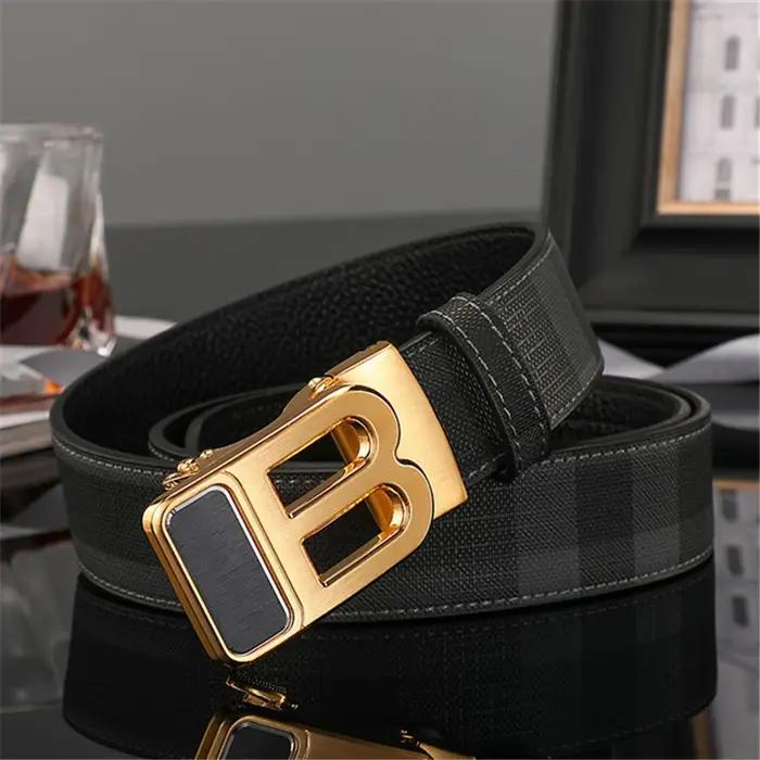 Haute qualité large 3.4 cm hommes ceinture en cuir véritable toile luxe sangle