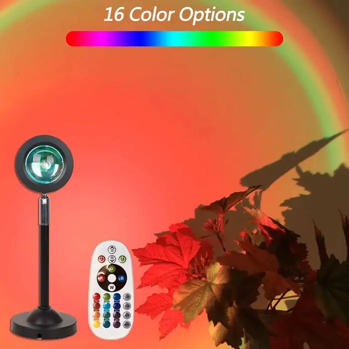 Lumière de coucher de soleil avec télécommande USB, 16 couleurs, lumière ambiante, photographie, pri