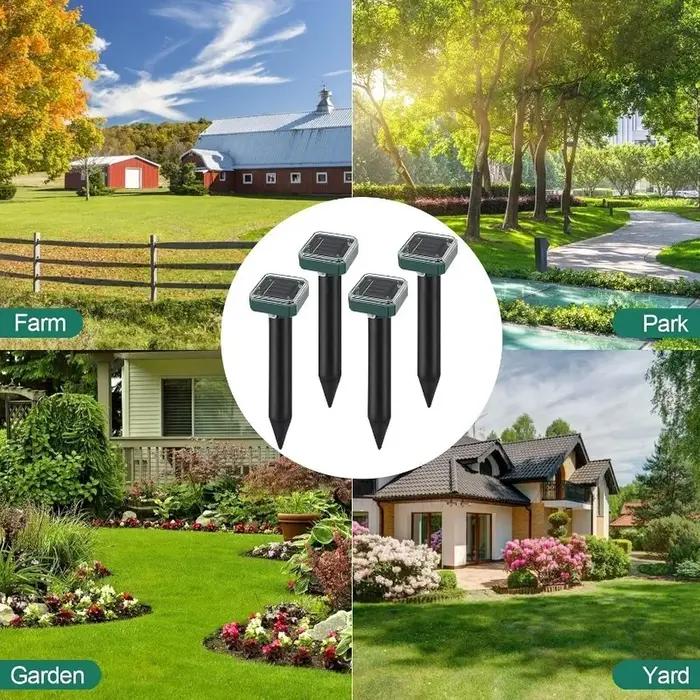 Répulsif Ultrasonique Solaire Pour Taupes Serpents et Rongeurs Protection Pelouses Jardins Cours Extérieures
