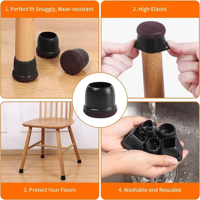 Protecteurs de sol pour pieds de chaise, 8 pièces, antidérapants 360 ° Couvre-pieds de meubles en