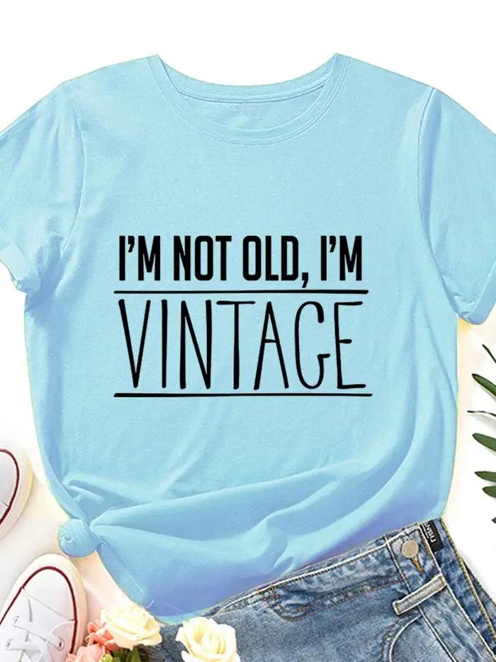 T-shirt vintage femme imprimé col rond polyester pour toutes les saisons ocassions spéciales