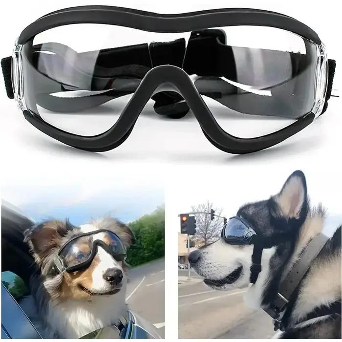 Lunettes de soleil avec sangle réglable pour chiens moyens et grands, lunettes de voyage, lunettes d