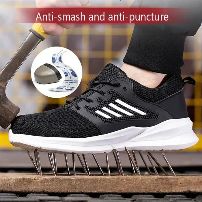 Chaussures de sécurité anti-écrasement pour hommes, chaussures de sécurité Parker en acier, chaussures de tennis de sécurité industrielles, bottes de travail noires d'extérieur, travail de sport