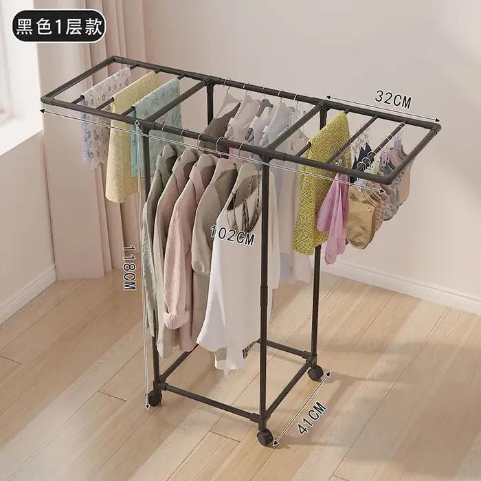 Séchoir à linge sur roulettes, porte-manteau, support à vêtements blanc sur pied pour suspendre les