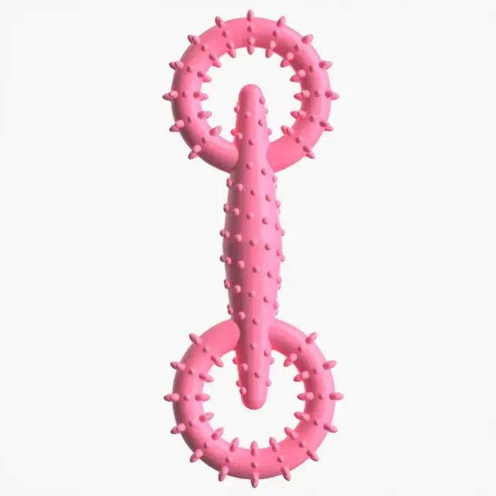 Jouet à mâcher en caoutchouc pour chiens indestructible double anneau pour nettoyer les dents et favoriser le bien-être oral des animaux de compagnie occasions quotidiennes et cadeaux spéciaux
