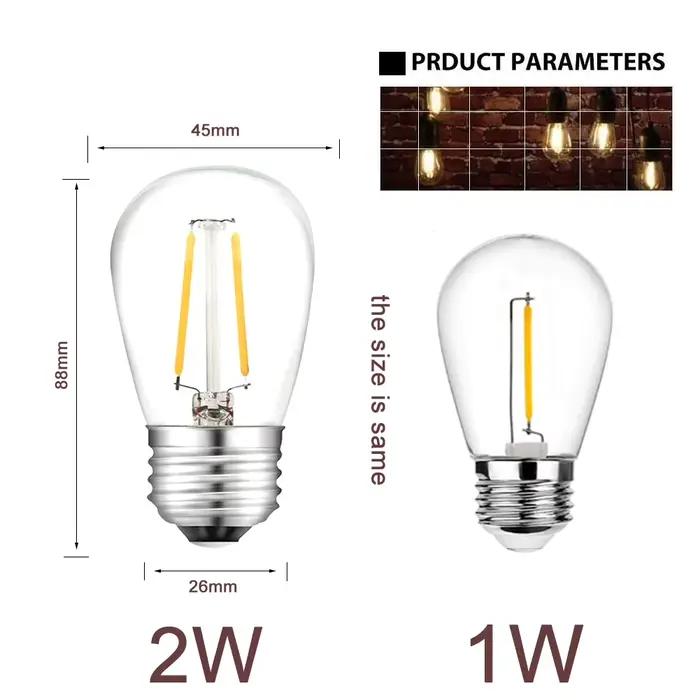Paquet de 10 ampoules à Filament S14 à intensité variable pour guirlandes lumineuses de jardin E27 E