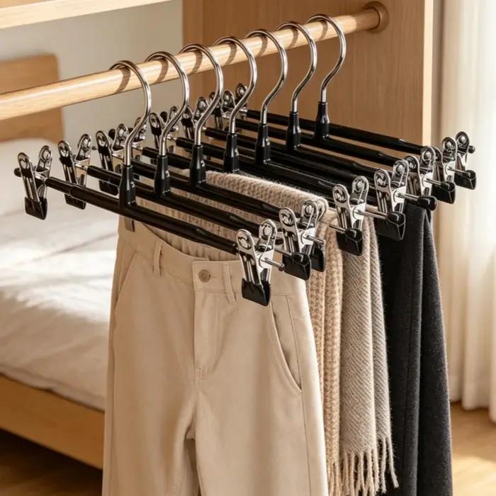 20/10/5 pièces Cintres en acier inoxydable avec pinces pour pantalons