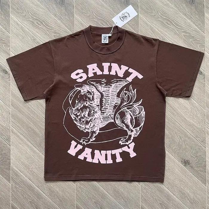 Collection de T-shirts SAINT VANITY avec logo en lettres, en coton pur de haute qualité, disponible