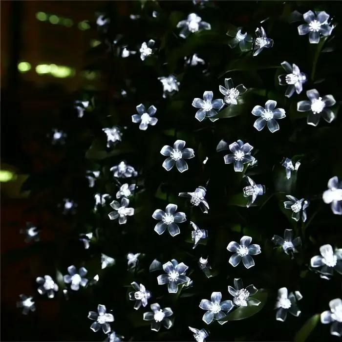 Guirlande solaire d'extérieur étanche à 20led, 5M, 8 modes, fonctionne à piles, fleur de cerisier, d