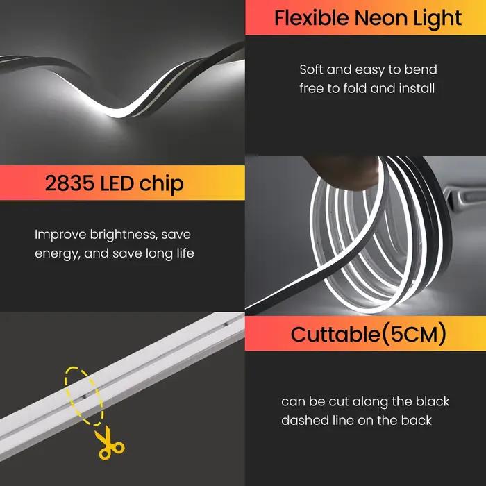 Bande lumineuse Led néon 24V, 2835 IP67, étanche, corde lumineuse douce, Orange, rouge, bleu, vert,
