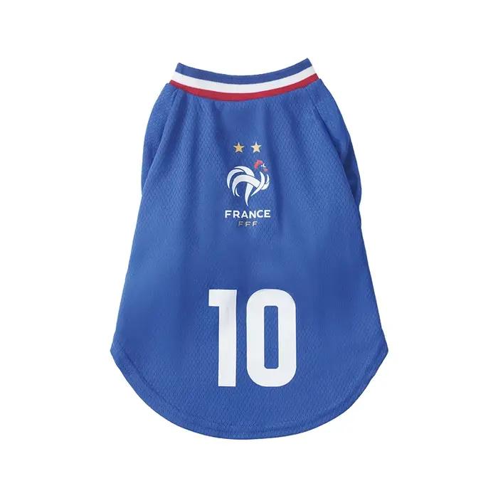 Vêtements pour animaux de compagnie de l'équipe de football française, t-shirt respirant pour chiens