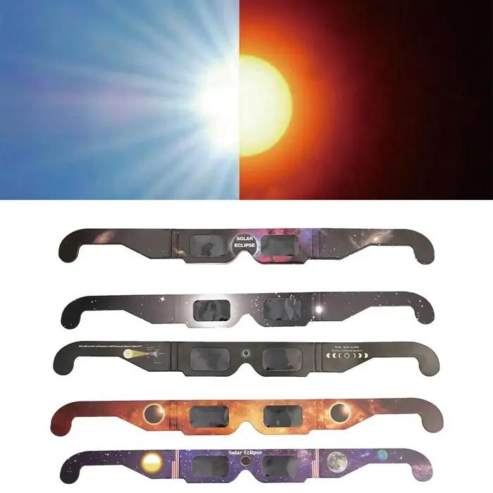Lunettes éclipse solaire certifiées ISO - 1/3/5/10/100 pièces pour observation directe du soleil en toute sécurité