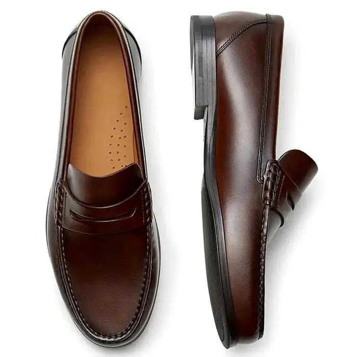 Mocassins à enfiler en cuir véritable pour hommes