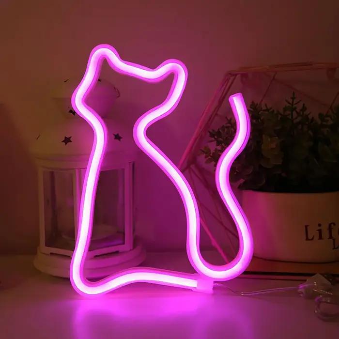 Néon LED chat, alimenté par USB/batterie