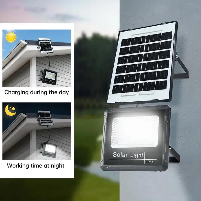 Lampe solaire de rue à haute luminosité 50W, projecteur extérieur avec télécommande et réflecteur, p